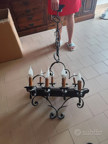 Lampadaro rustico legno e - lampadaro,