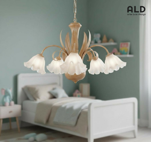 Lampadario classico legno e - lampadario, in