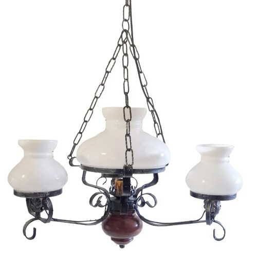 Lampadario legno ferro - e,