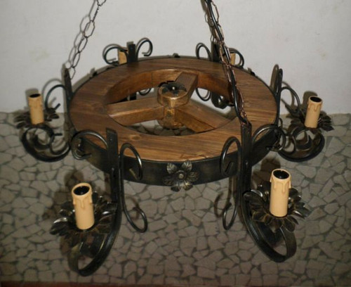 Lampadario stile rustico - lampadario,