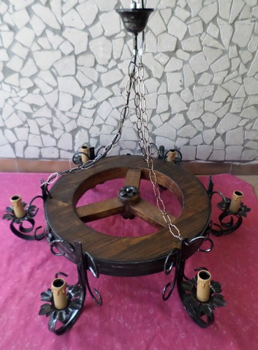 Lampadario rustico ruota - rustico, 6
