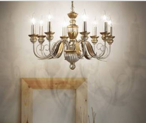 Lampadario legno grigio oro - lampadario,