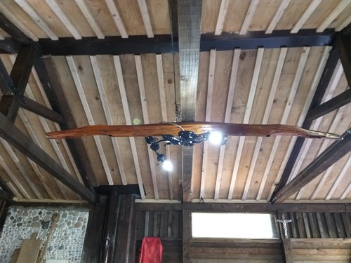 Lampadario legno ferro - lampadario, e